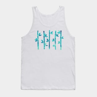 Watercolor Bamboo Pattern - Neon Blue Tank Top